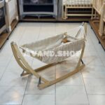 گهواره سنتی چوبی تاشو نوزاد مدل آنیا (طرح خرس )